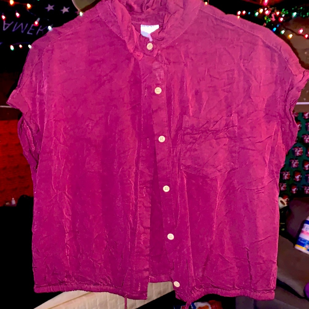 martin button up crop top shirt women